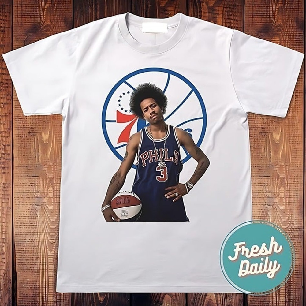Nba 76Ers Basketball Tee Featuring Allen Iverson Shirt